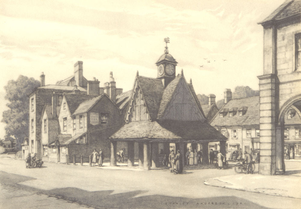 WITNEY. Butter Cross. Oxfordshire. By Stanley Anderson 1948 old vintage print